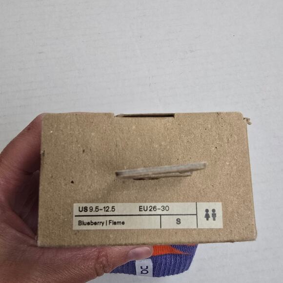 On Running Kids Crew Socks Size S/9.5-12.5/EU26-30 4pk Blueberry Flame - Picture 3 of 5